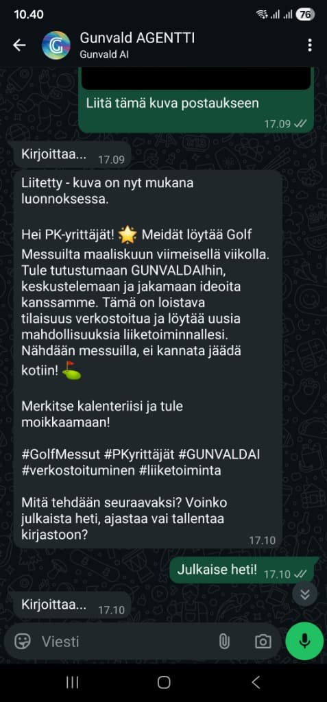 WhatsApp-keskustelu